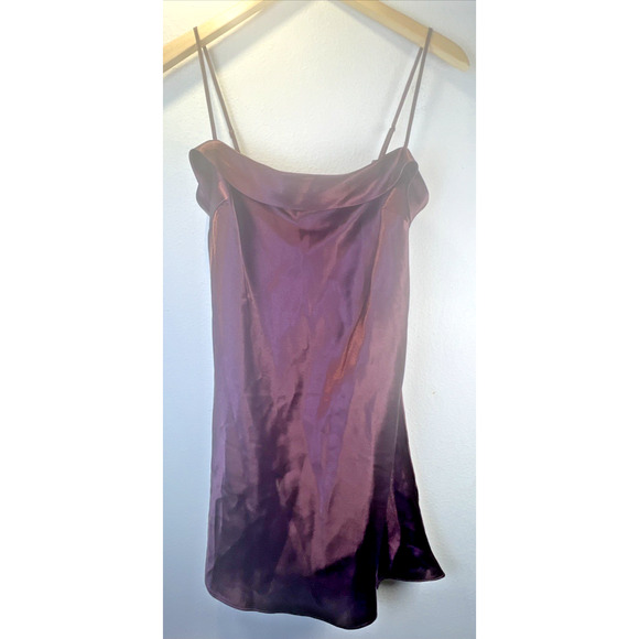 Victorias Secret small bronze red Satin Slip button back camisole nightgown - Picture 1 of 11